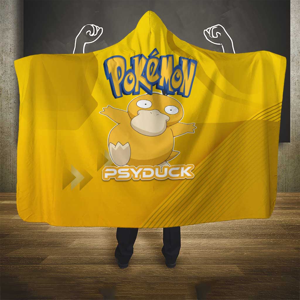 Psyduck Poké Hooded Blanket Confused Yellow Cartoon Vector Style