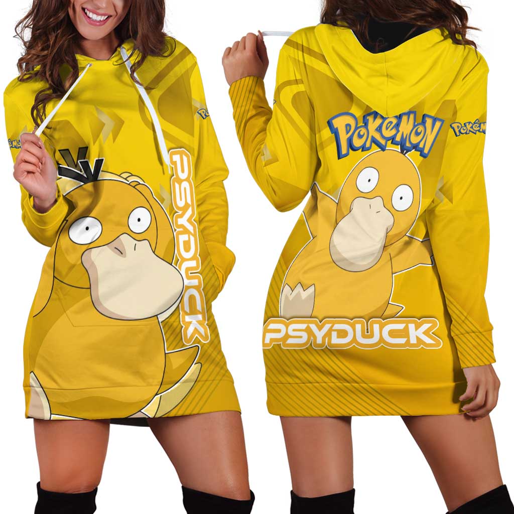 Psyduck Poké Hoodie Dress Confused Yellow Cartoon Vector Style