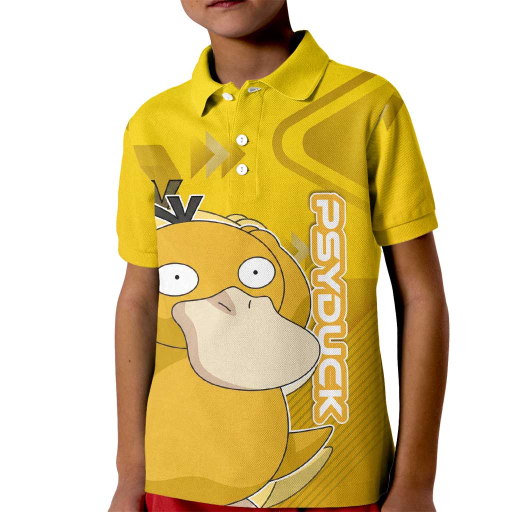 Psyduck Poké Kid Polo Shirt Confused Yellow Cartoon Vector Style