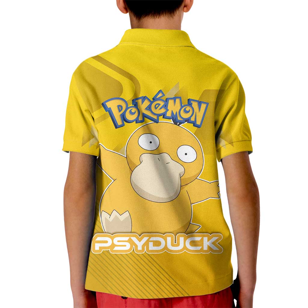 Psyduck Poké Kid Polo Shirt Confused Yellow Cartoon Vector Style