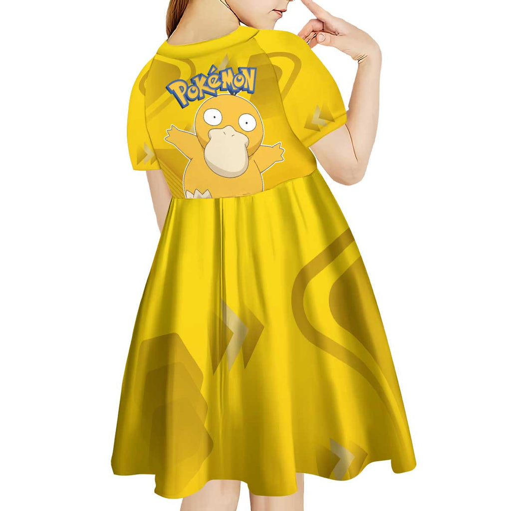 Psyduck Poké Kid Short Sleeve Dress Confused Yellow Cartoon Vector Style