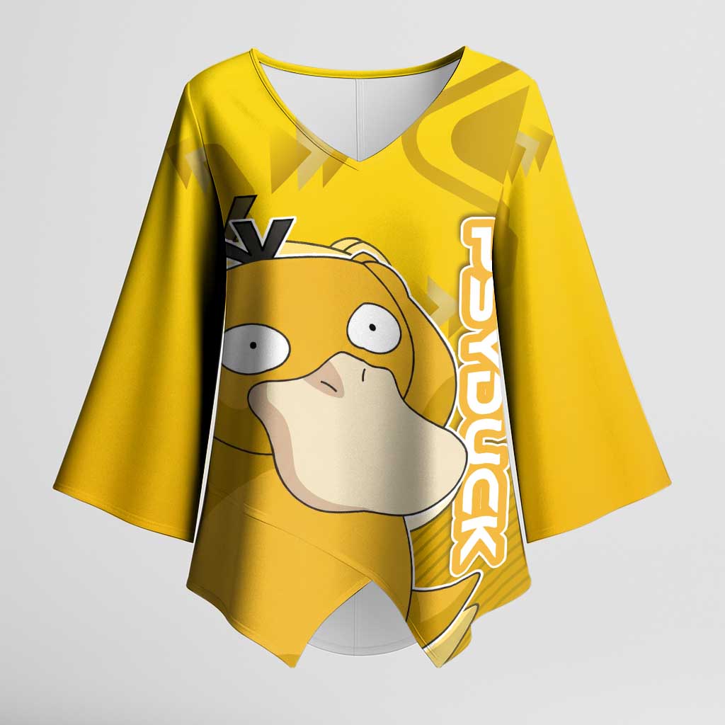 Psyduck Poké Kimono Sleeve Blouse Confused Yellow Cartoon Vector Style