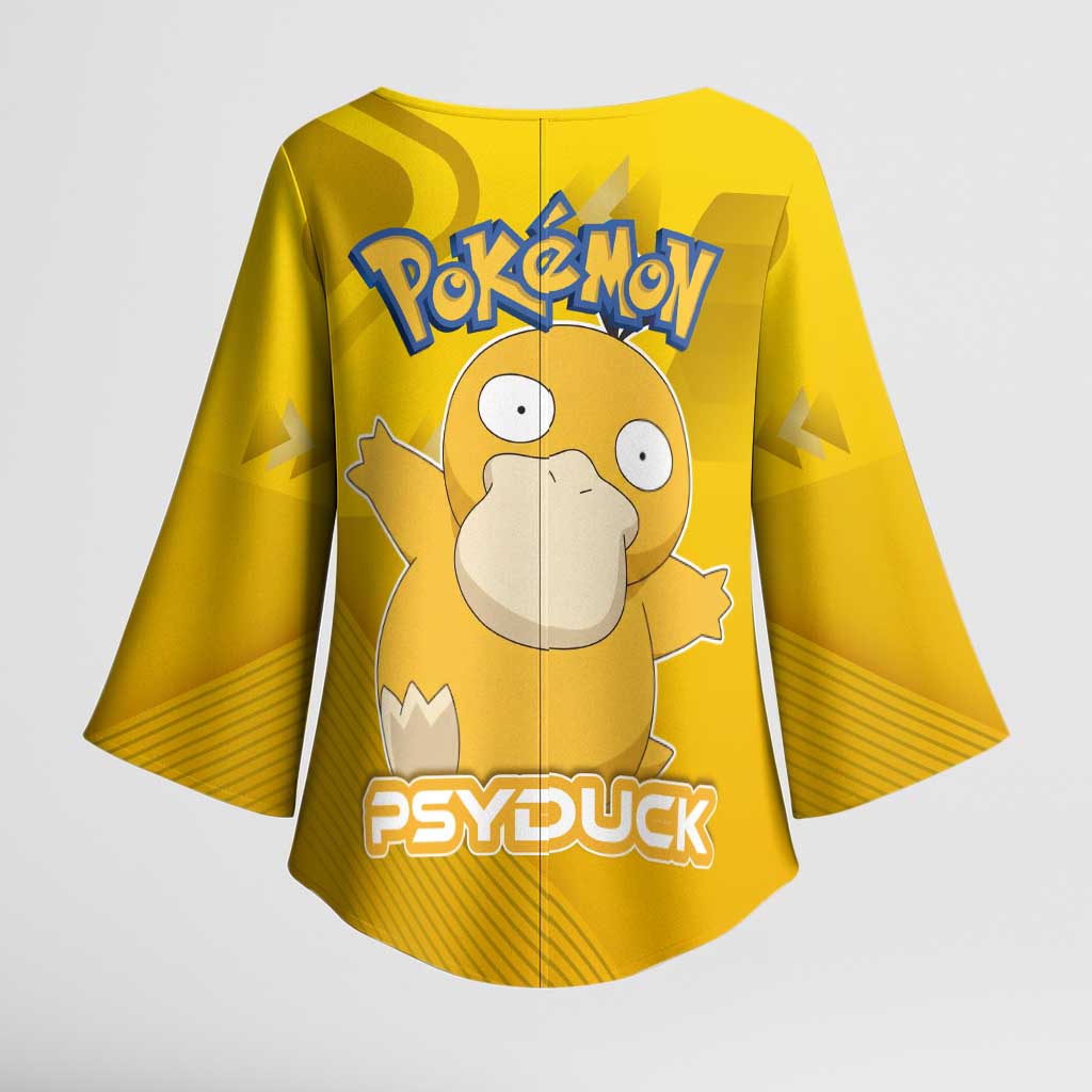 Psyduck Poké Kimono Sleeve Blouse Confused Yellow Cartoon Vector Style