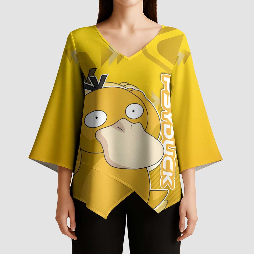 Psyduck Poké Kimono Sleeve Blouse Confused Yellow Cartoon Vector Style