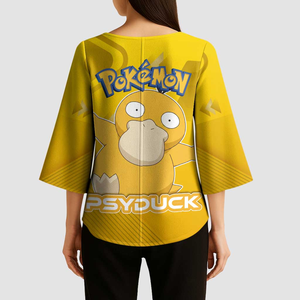 Psyduck Poké Kimono Sleeve Blouse Confused Yellow Cartoon Vector Style