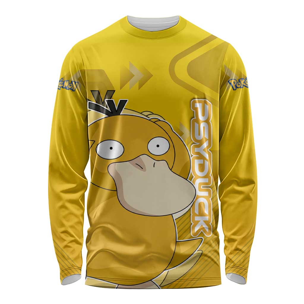Psyduck Poké Long Sleeve Shirt Confused Yellow Cartoon Vector Style