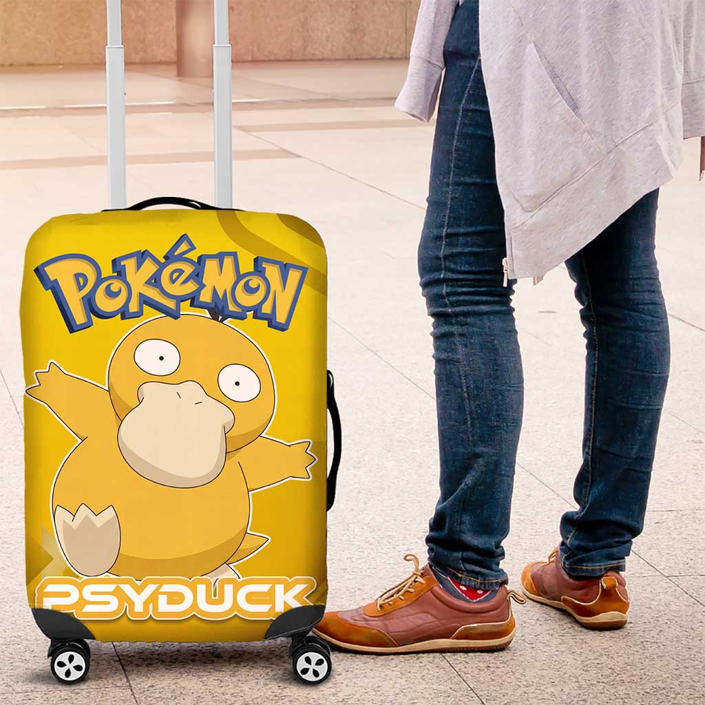 Psyduck Poké Luggage Cover Confused Yellow Cartoon Vector Style