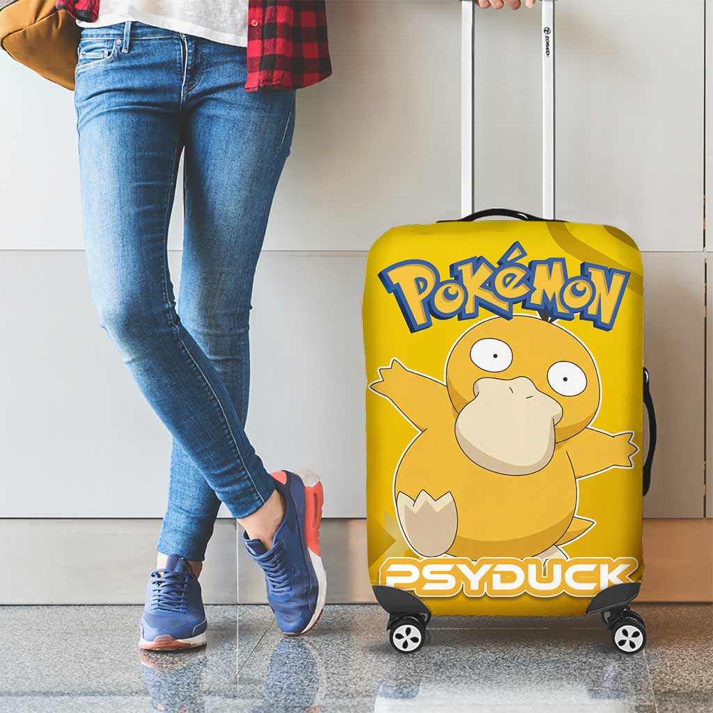 Psyduck Poké Luggage Cover Confused Yellow Cartoon Vector Style