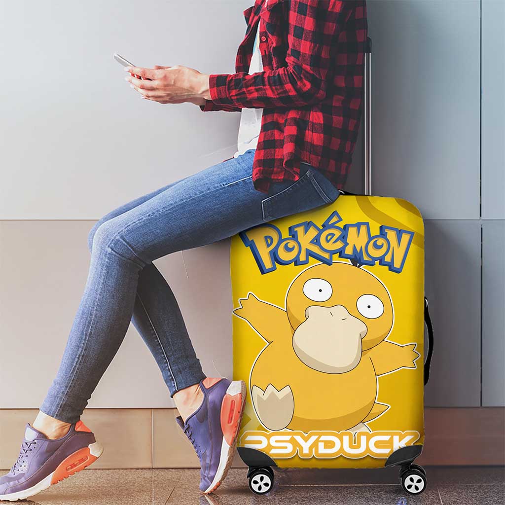 Psyduck Poké Luggage Cover Confused Yellow Cartoon Vector Style