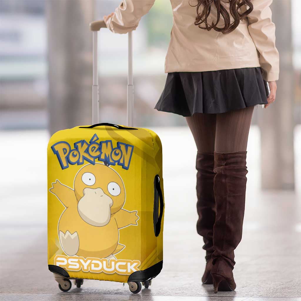 Psyduck Poké Luggage Cover Confused Yellow Cartoon Vector Style