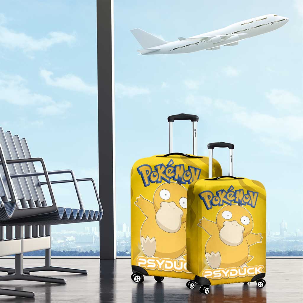 Psyduck Poké Luggage Cover Confused Yellow Cartoon Vector Style
