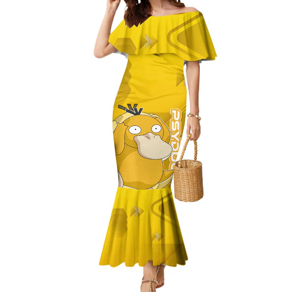 Psyduck Poké Mermaid Dress Confused Yellow Cartoon Vector Style
