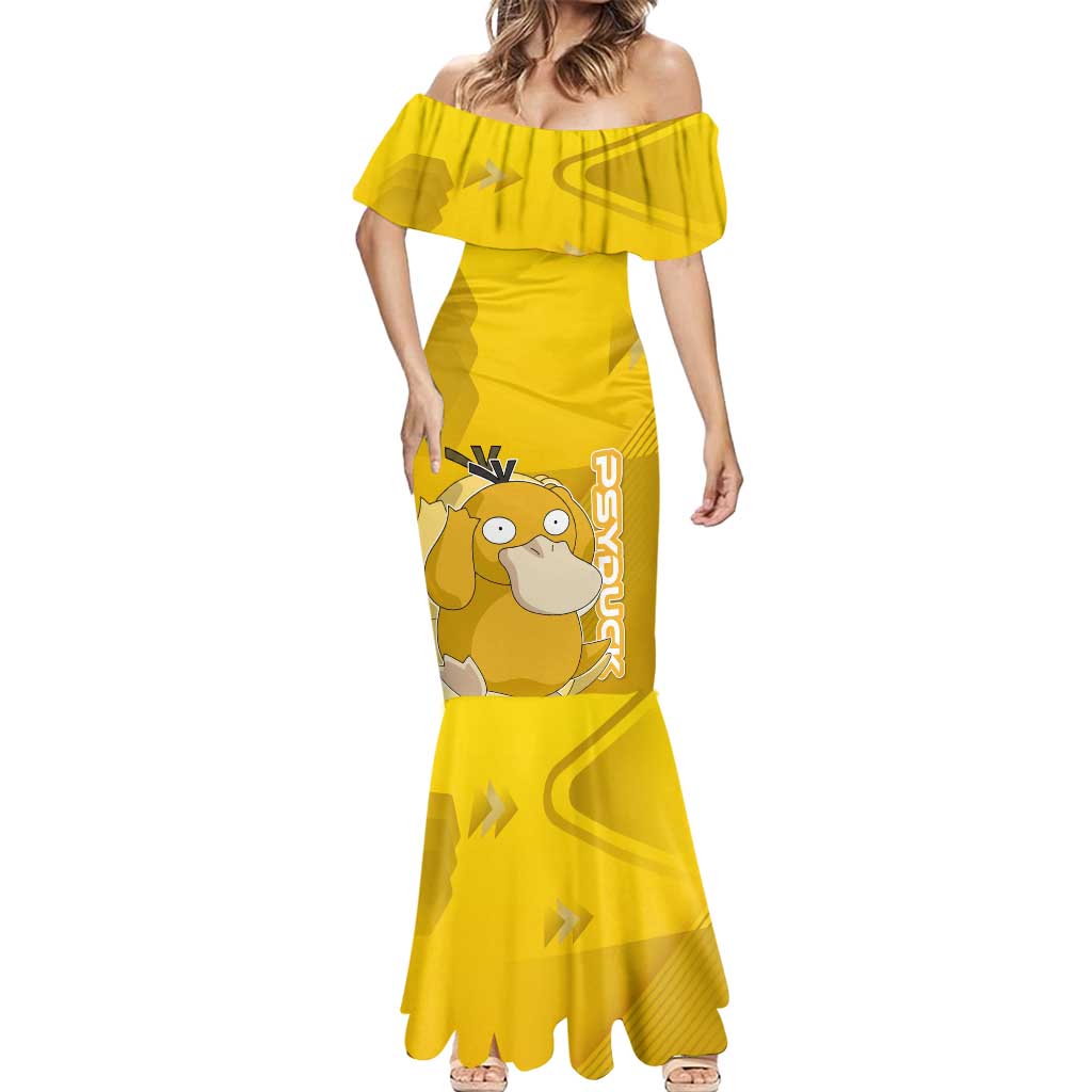 Psyduck Poké Mermaid Dress Confused Yellow Cartoon Vector Style