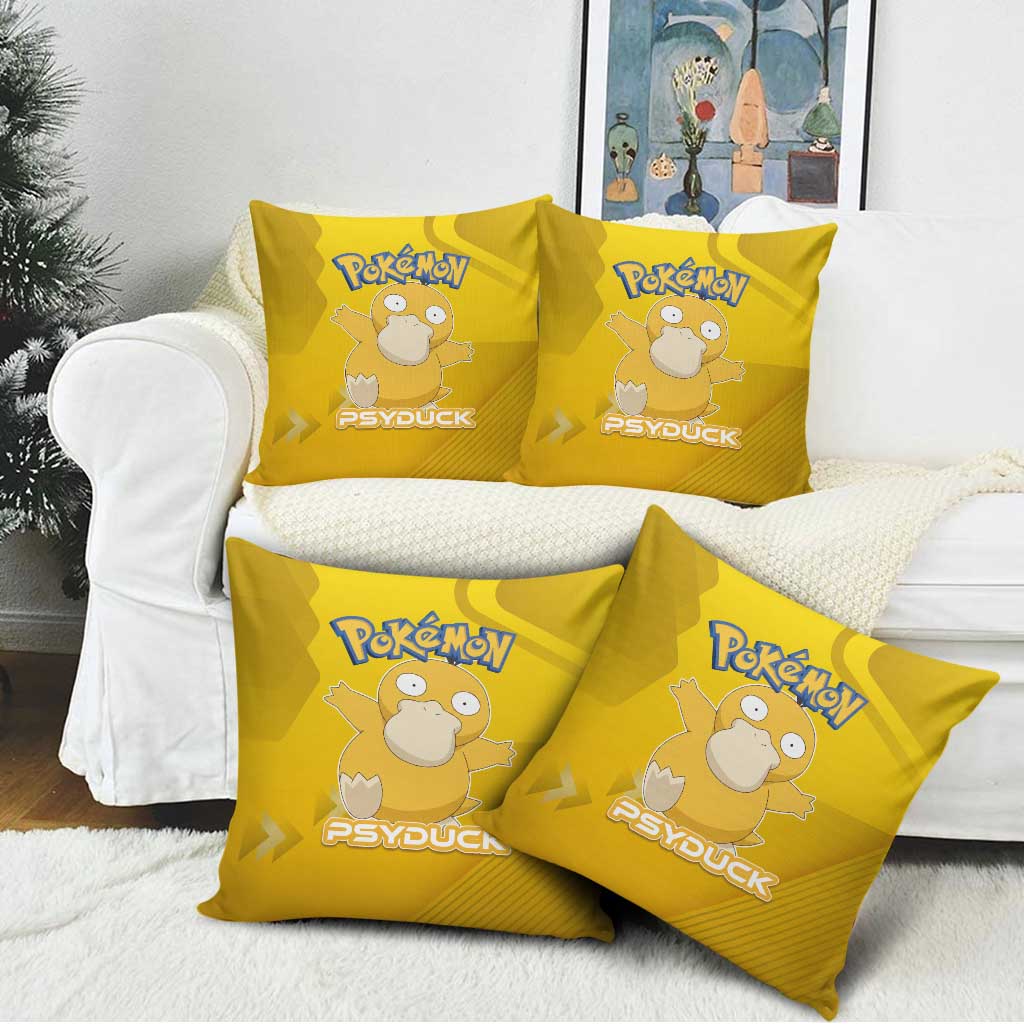 Psyduck Poké Pillow Cover Confused Yellow Cartoon Vector Style
