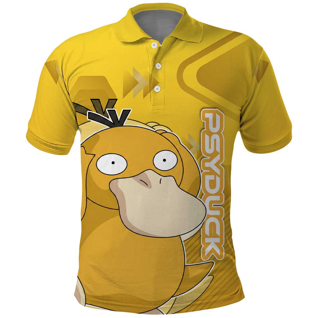 Psyduck Poké Polo Shirt Confused Yellow Cartoon Vector Style