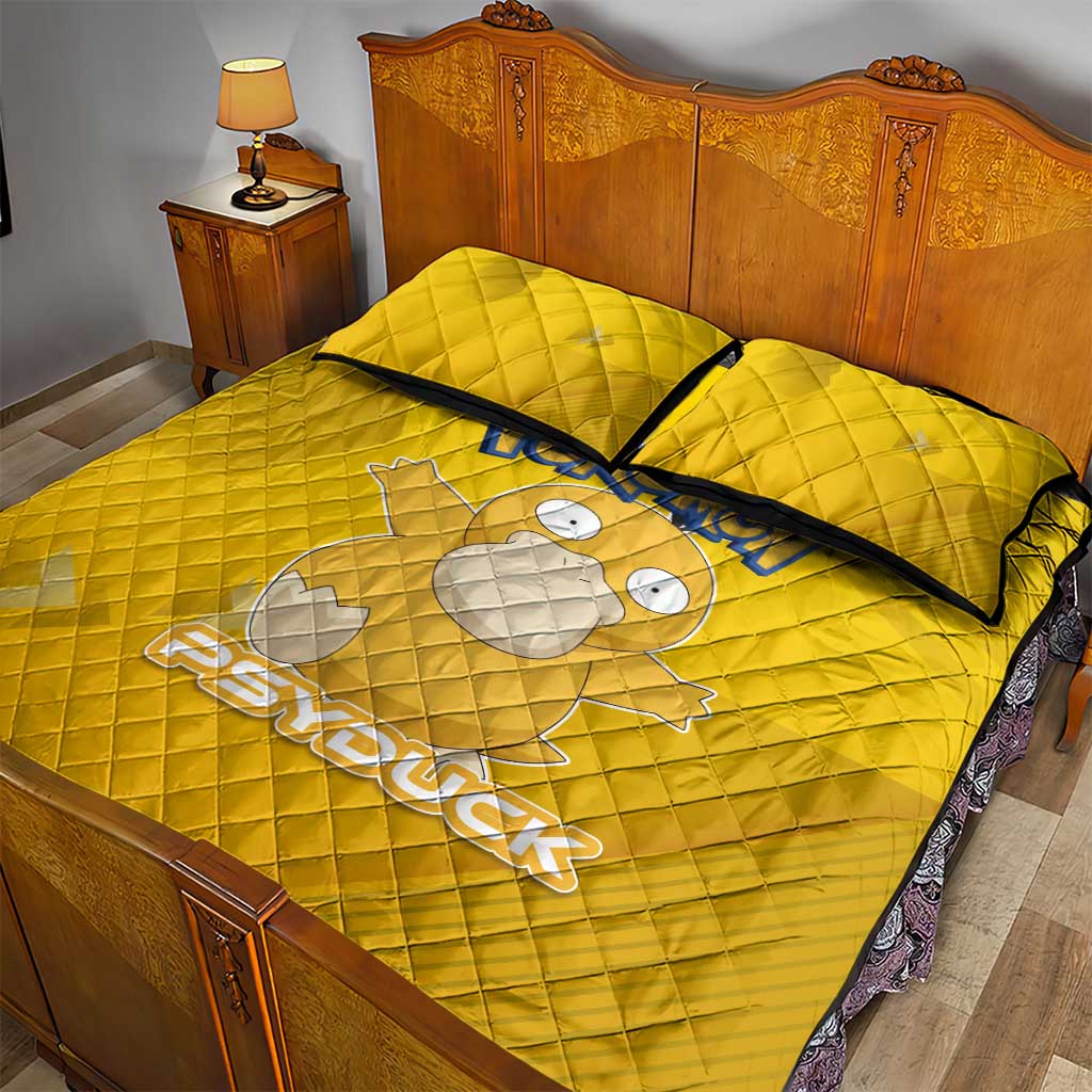 Psyduck Poké Quilt Bed Set Confused Yellow Cartoon Vector Style