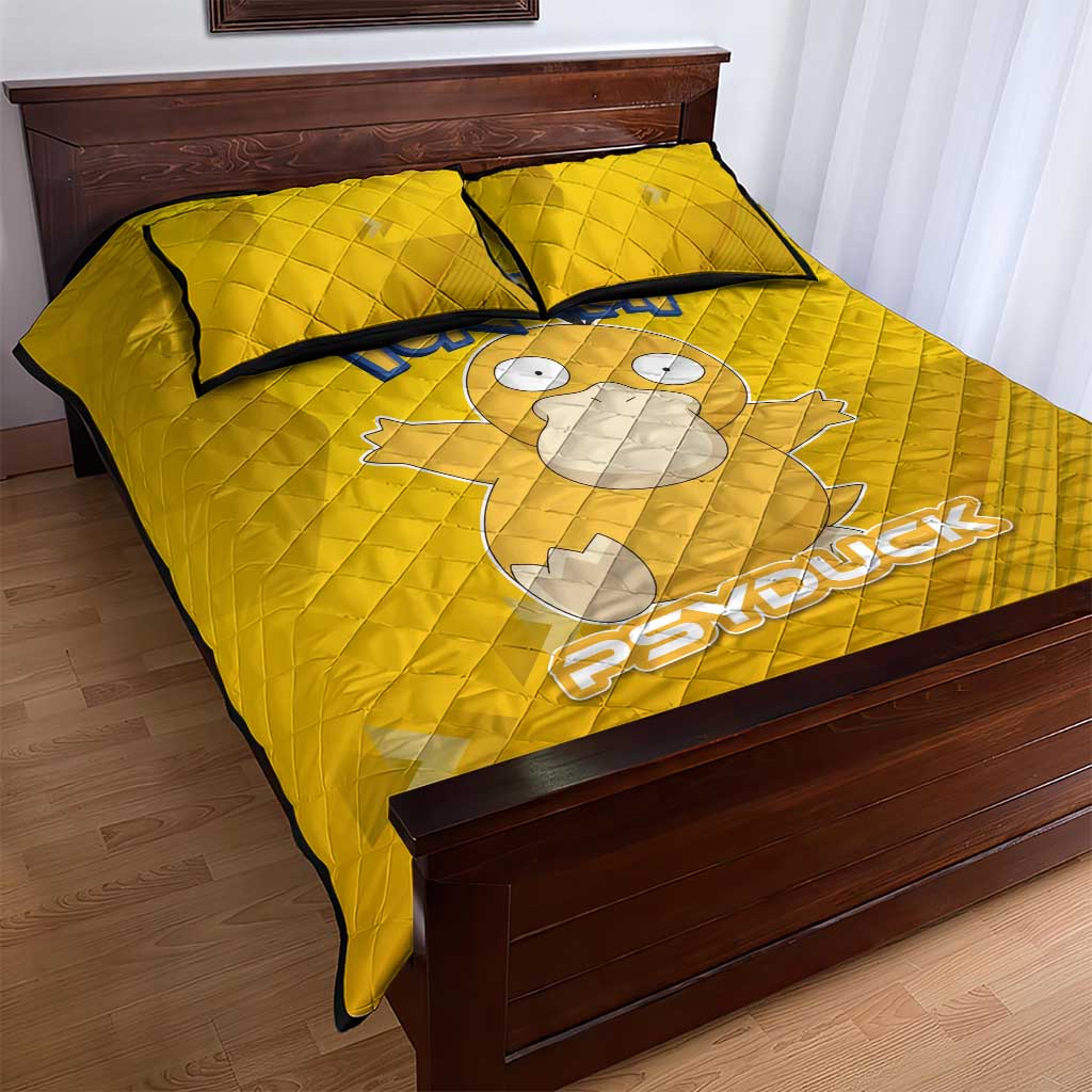 Psyduck Poké Quilt Bed Set Confused Yellow Cartoon Vector Style