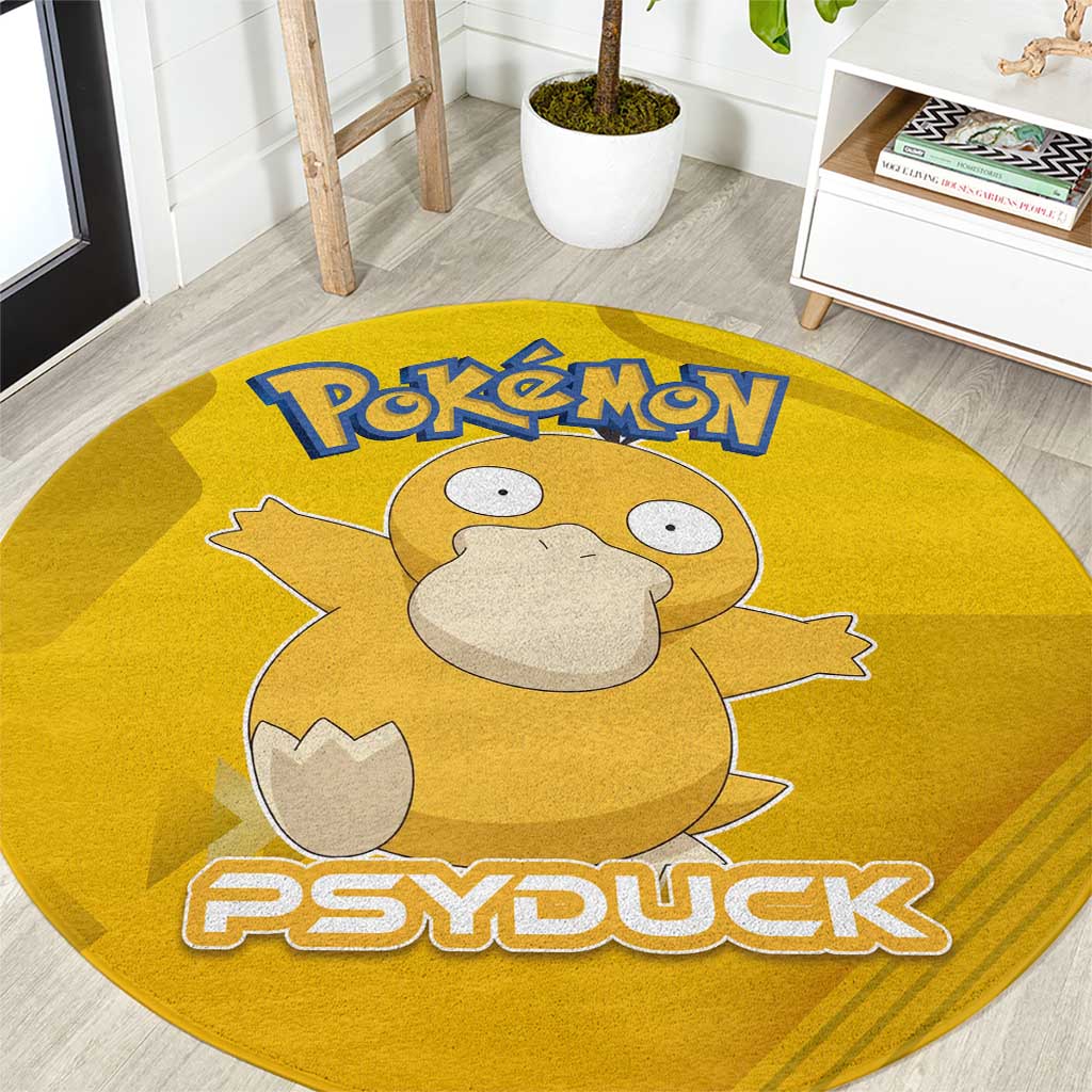 Psyduck Poké Round Carpet Confused Yellow Cartoon Vector Style