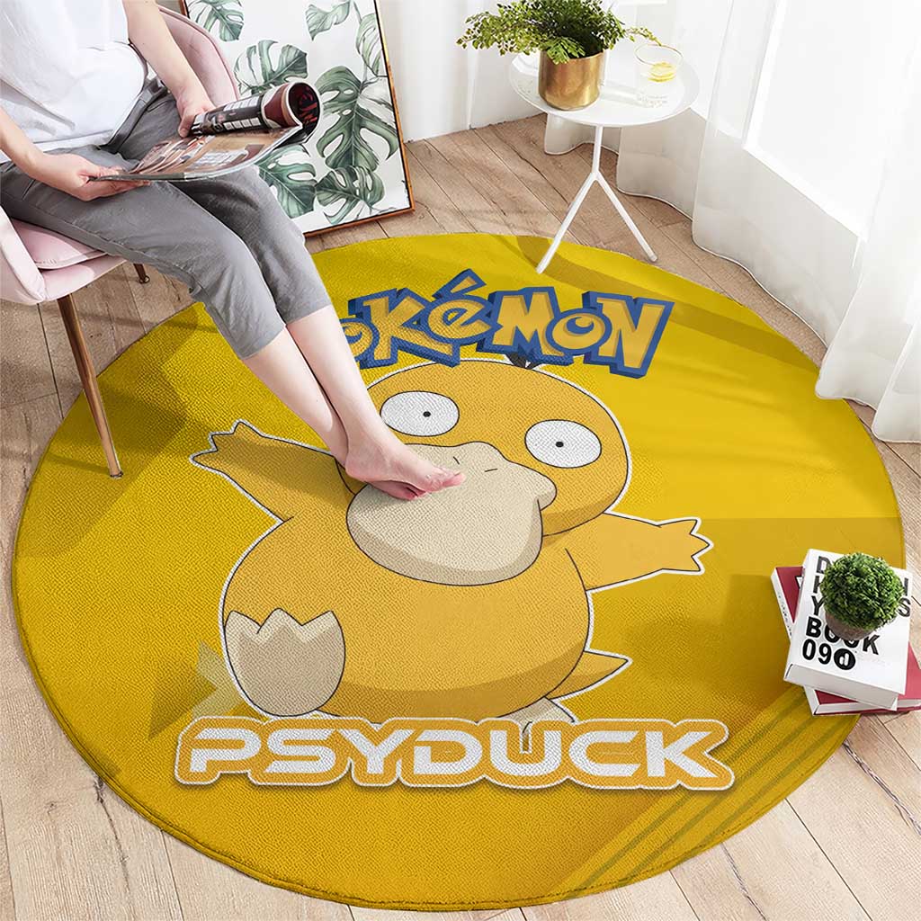 Psyduck Poké Round Carpet Confused Yellow Cartoon Vector Style