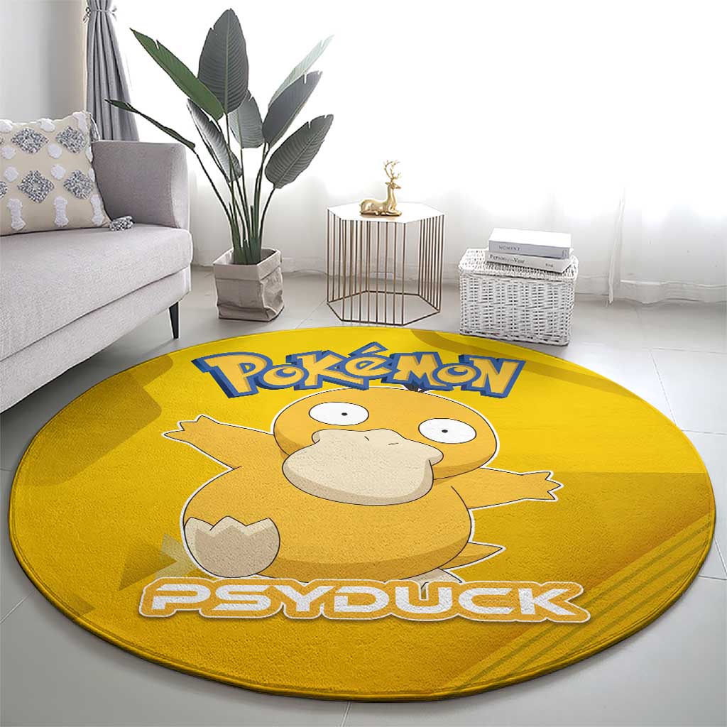 Psyduck Poké Round Carpet Confused Yellow Cartoon Vector Style