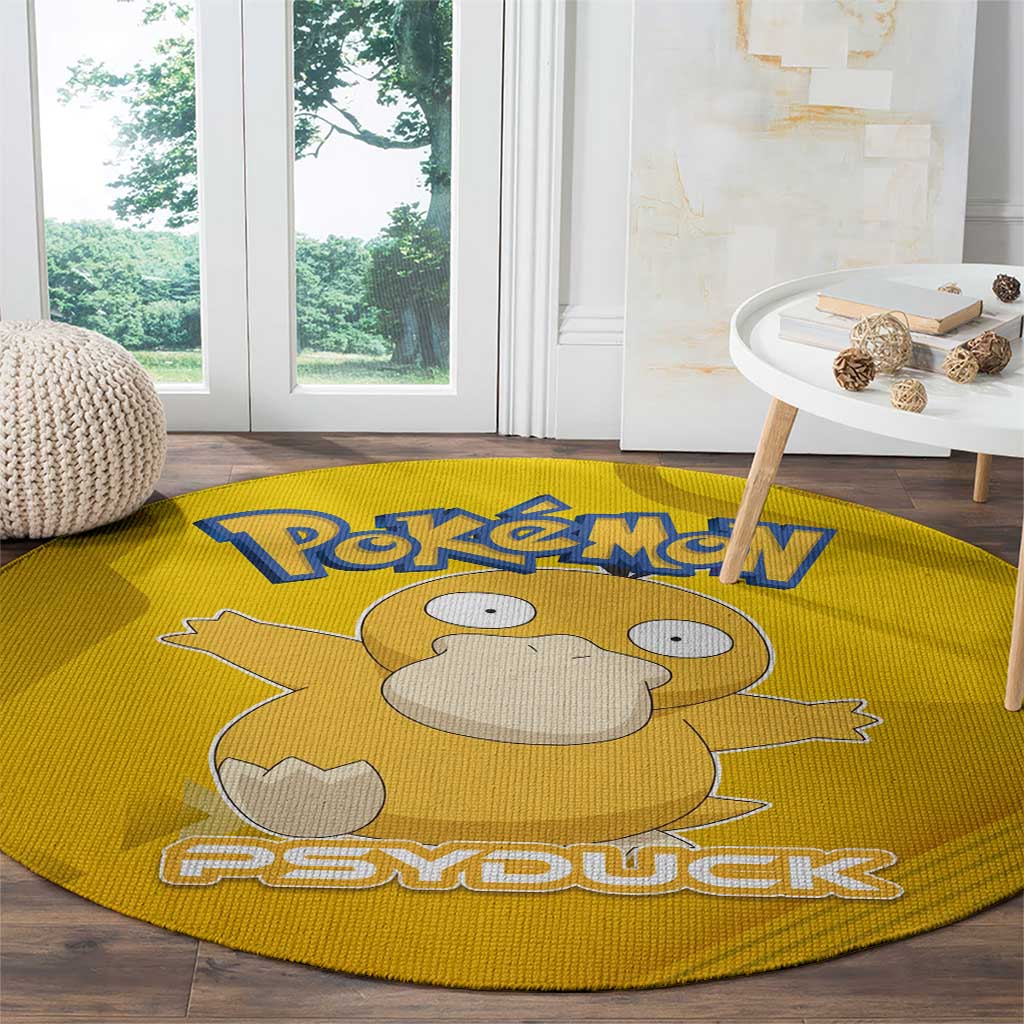 Psyduck Poké Round Carpet Confused Yellow Cartoon Vector Style