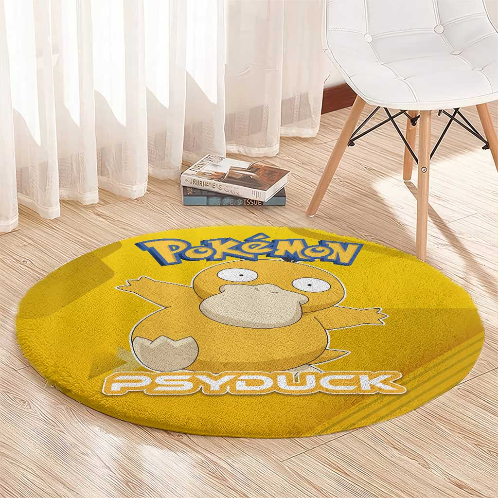 Psyduck Poké Round Carpet Confused Yellow Cartoon Vector Style