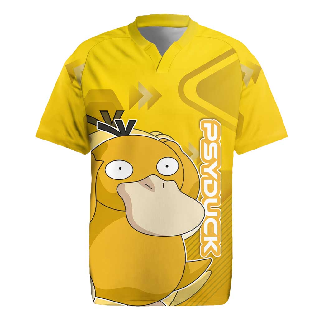 Psyduck Poké Rugby Jersey Confused Yellow Cartoon Vector Style