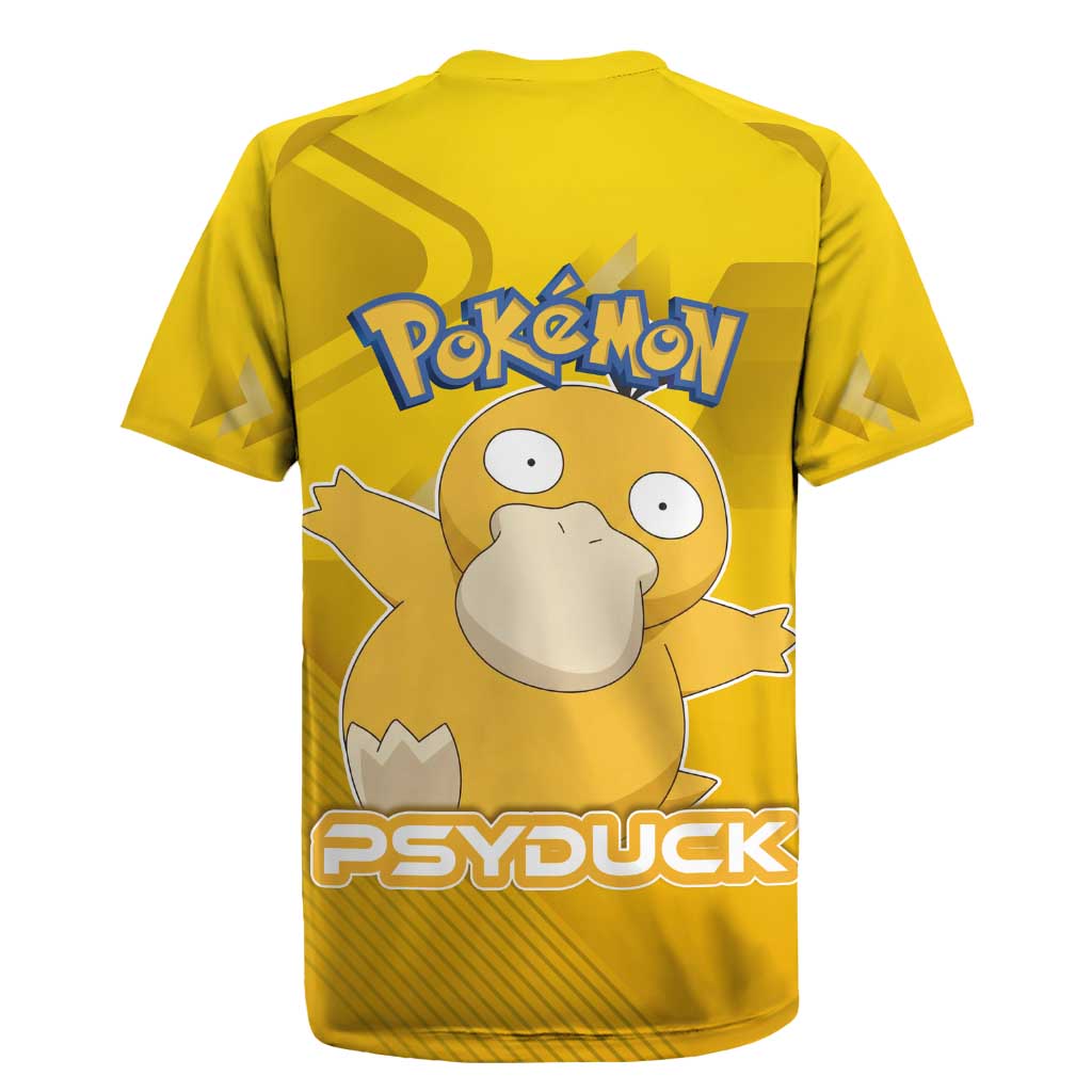 Psyduck Poké Rugby Jersey Confused Yellow Cartoon Vector Style