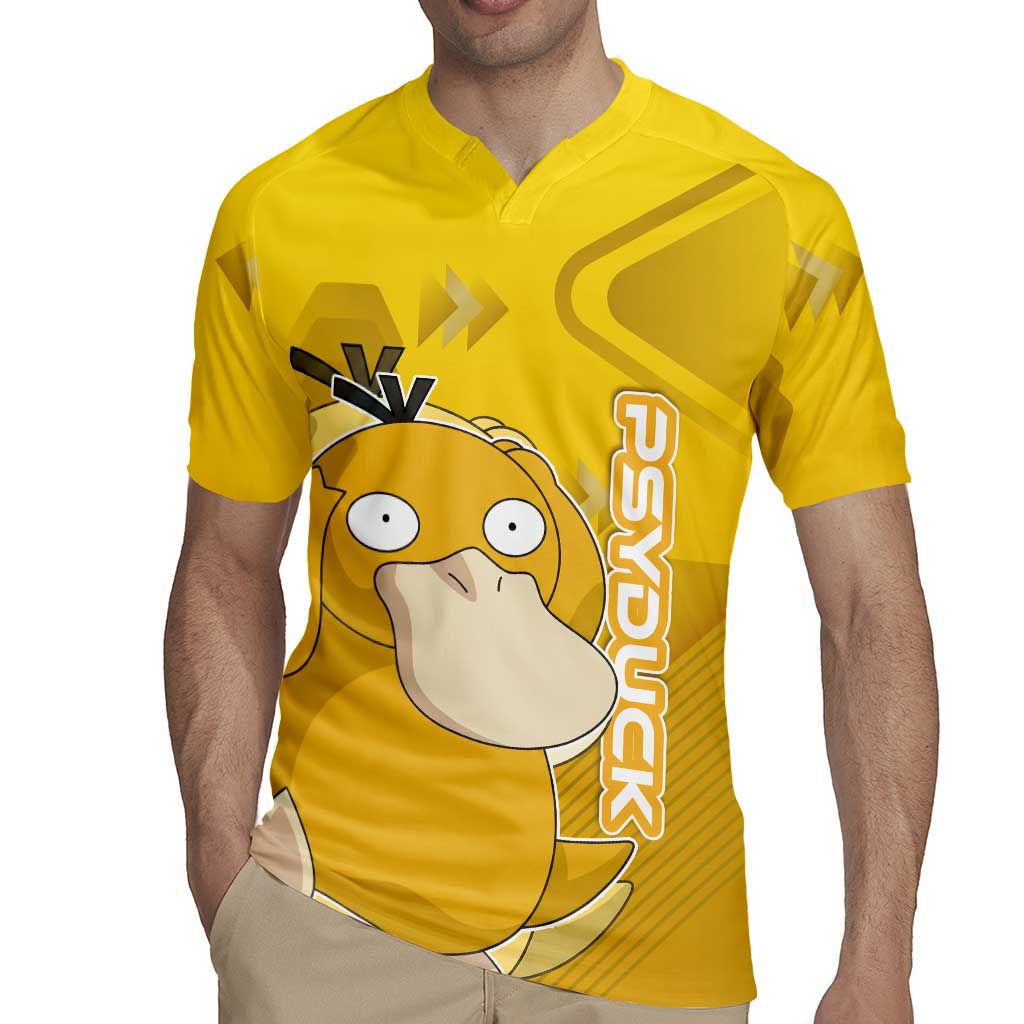 Psyduck Poké Rugby Jersey Confused Yellow Cartoon Vector Style