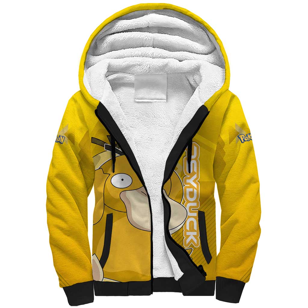 Psyduck Poké Sherpa Hoodie Confused Yellow Cartoon Vector Style