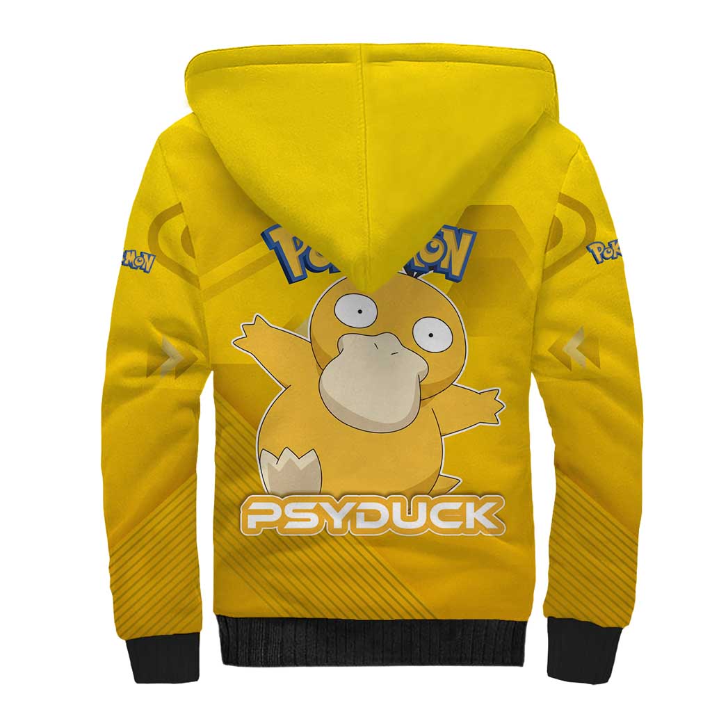 Psyduck Poké Sherpa Hoodie Confused Yellow Cartoon Vector Style