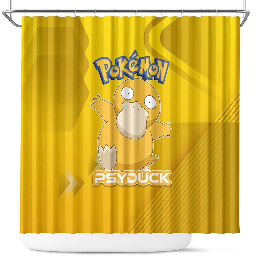 Psyduck Poké Shower Curtain Confused Yellow Cartoon Vector Style