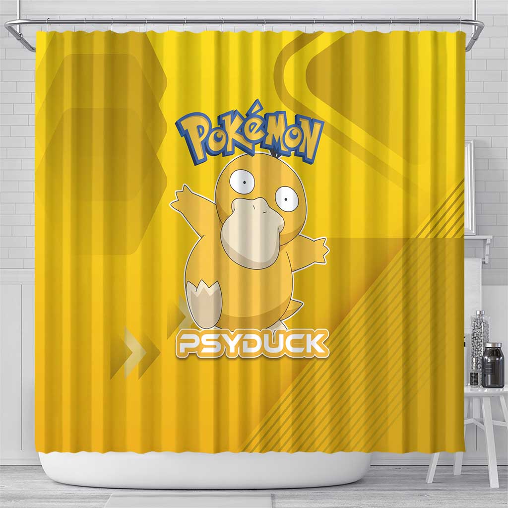 Psyduck Poké Shower Curtain Confused Yellow Cartoon Vector Style
