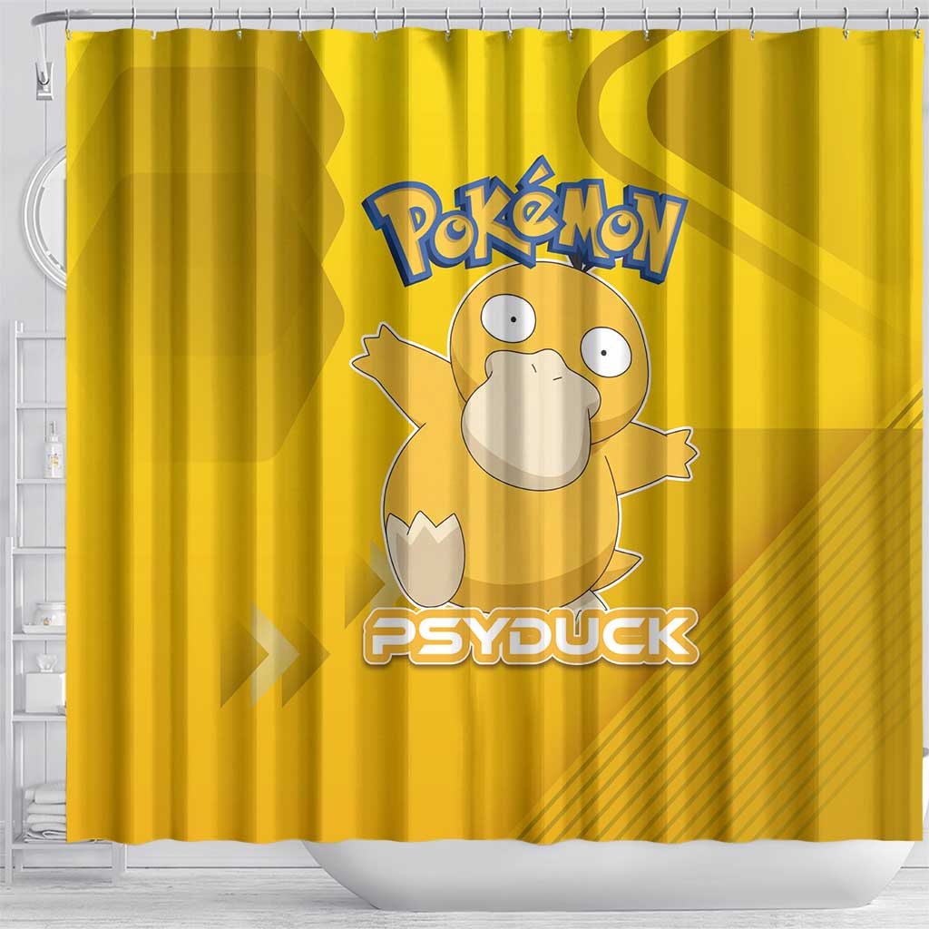 Psyduck Poké Shower Curtain Confused Yellow Cartoon Vector Style