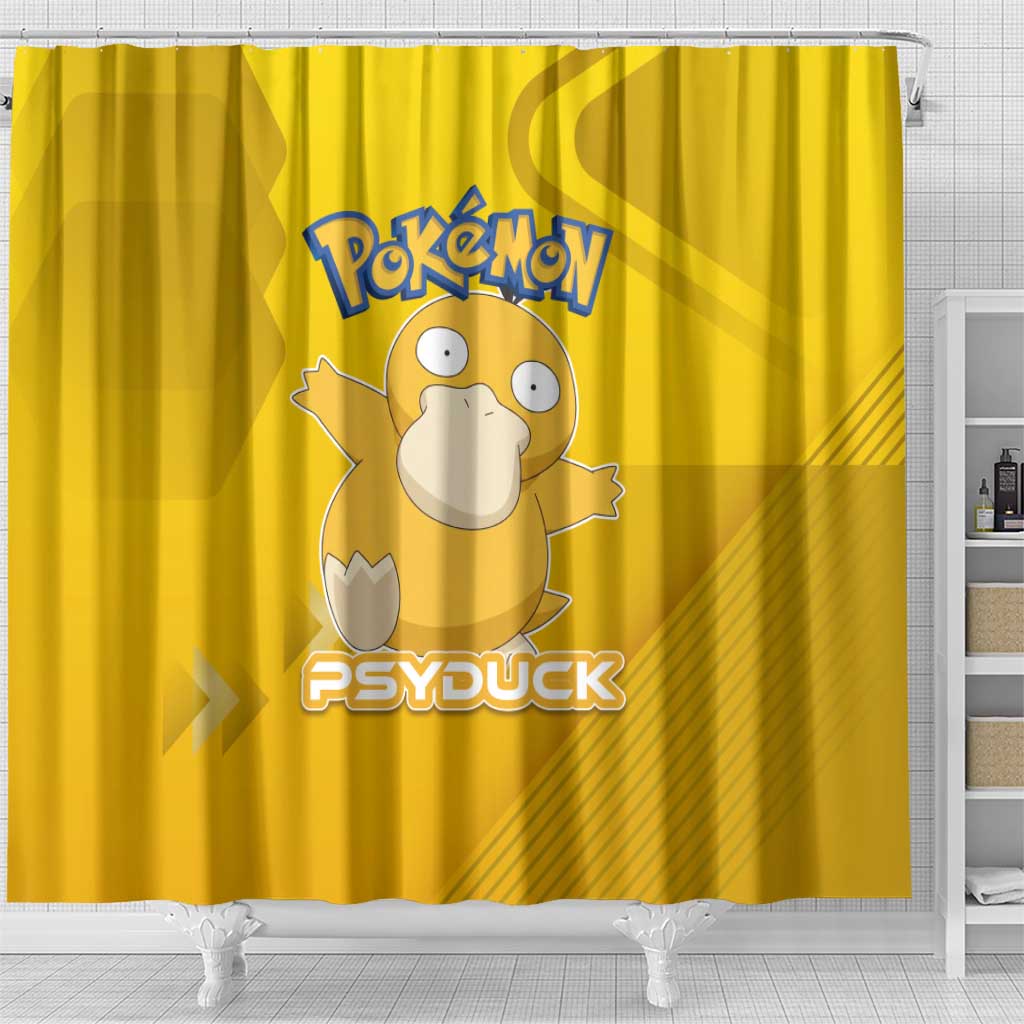 Psyduck Poké Shower Curtain Confused Yellow Cartoon Vector Style