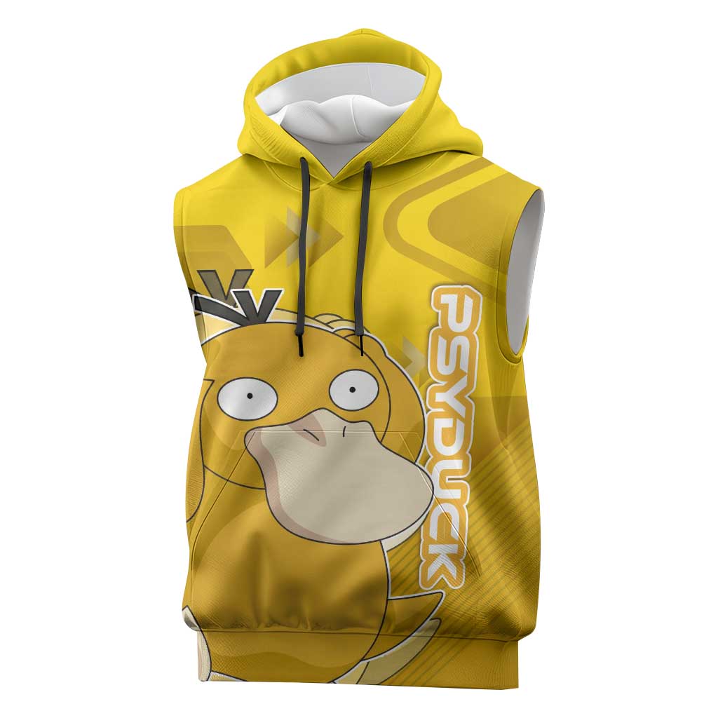 Psyduck Poké Sleeveless Hoodie Confused Yellow Cartoon Vector Style