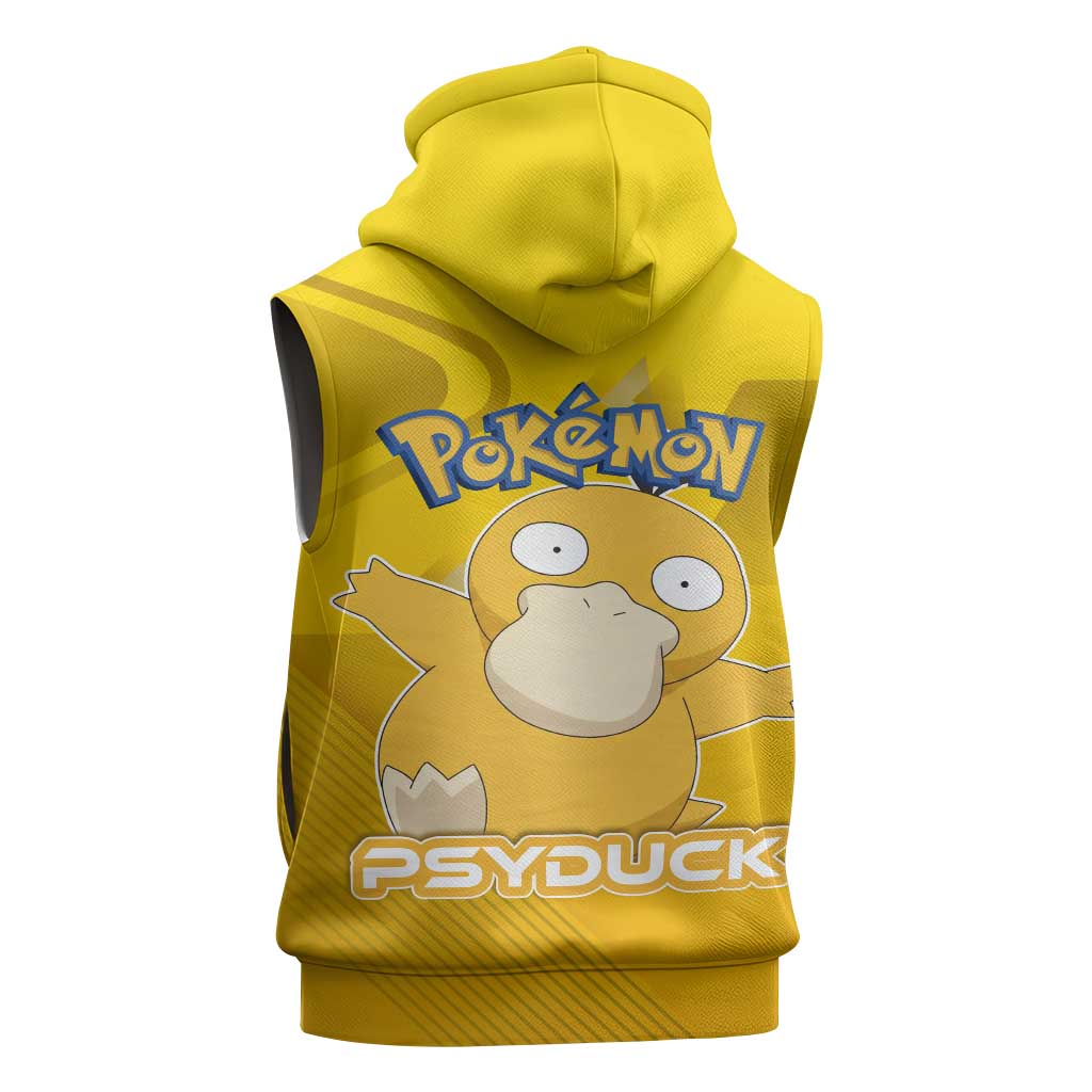 Psyduck Poké Sleeveless Hoodie Confused Yellow Cartoon Vector Style