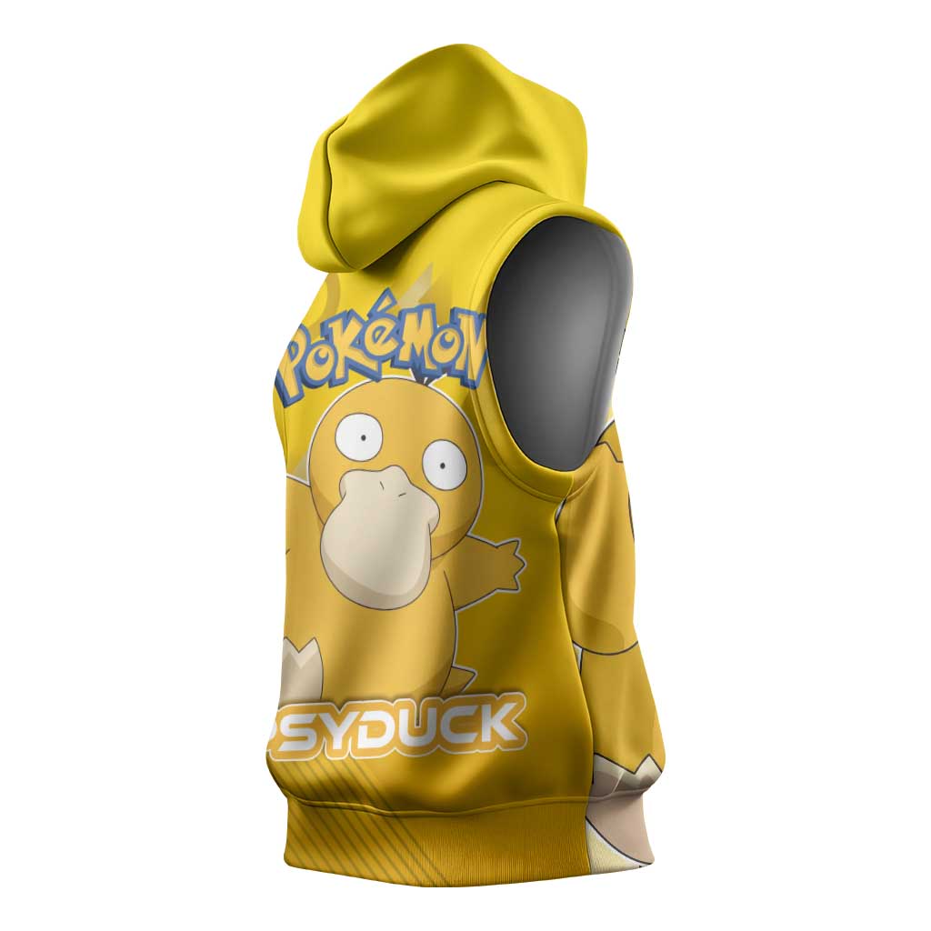 Psyduck Poké Sleeveless Hoodie Confused Yellow Cartoon Vector Style