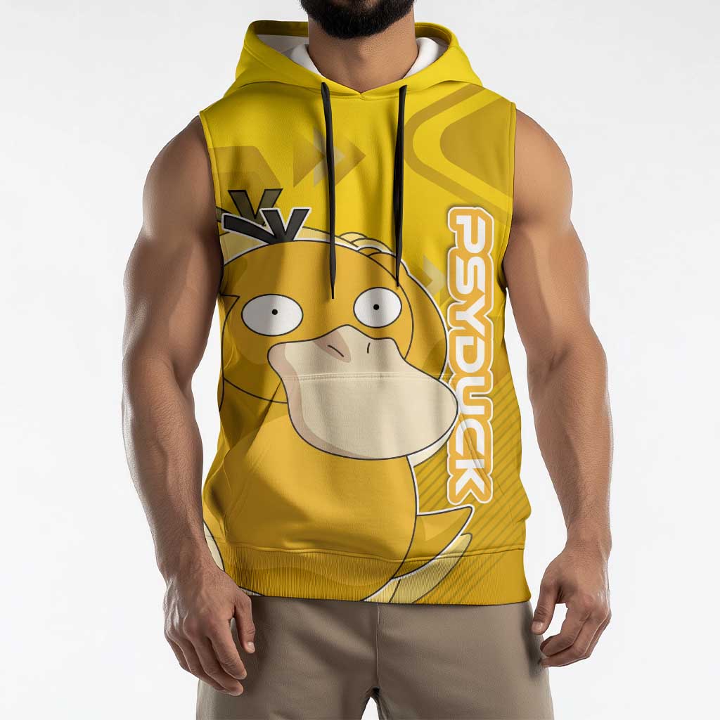 Psyduck Poké Sleeveless Hoodie Confused Yellow Cartoon Vector Style