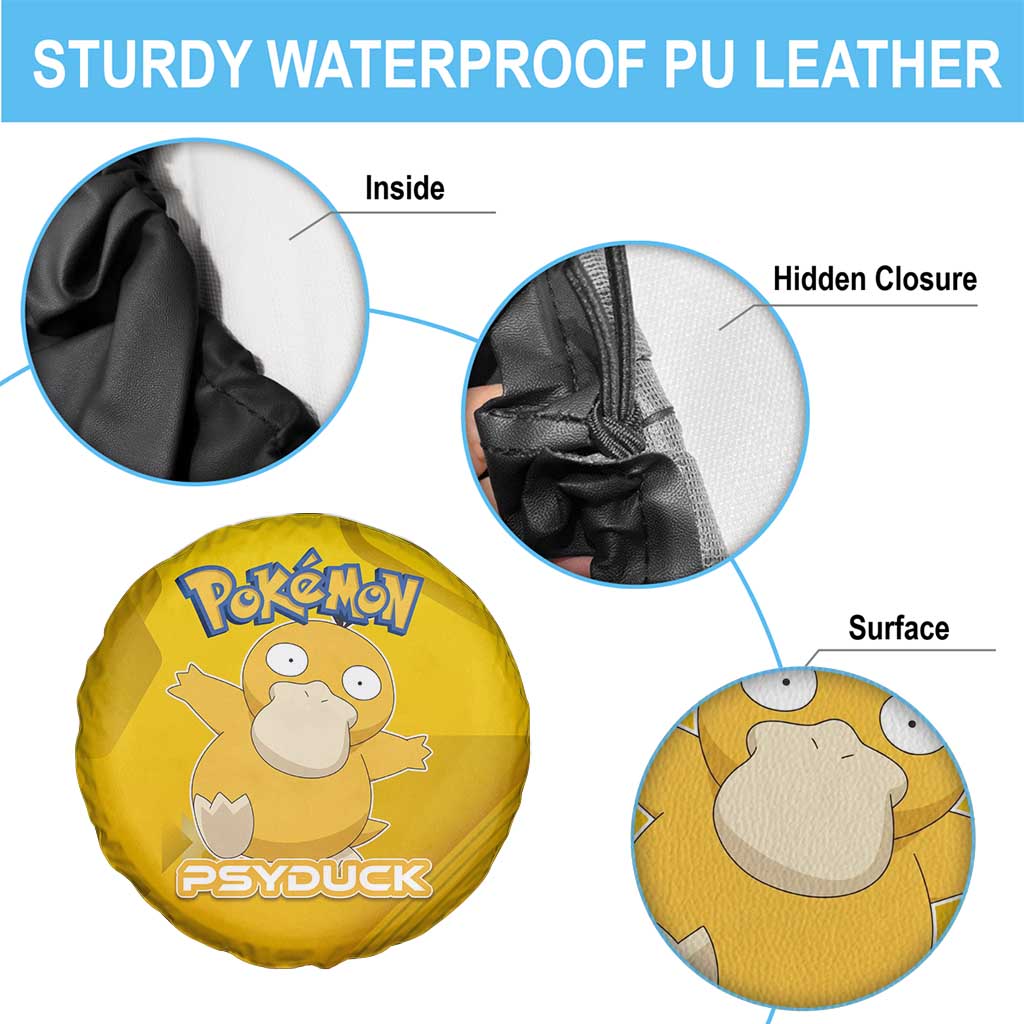 Psyduck Poké Spare Tire Cover Confused Yellow Cartoon Vector Style