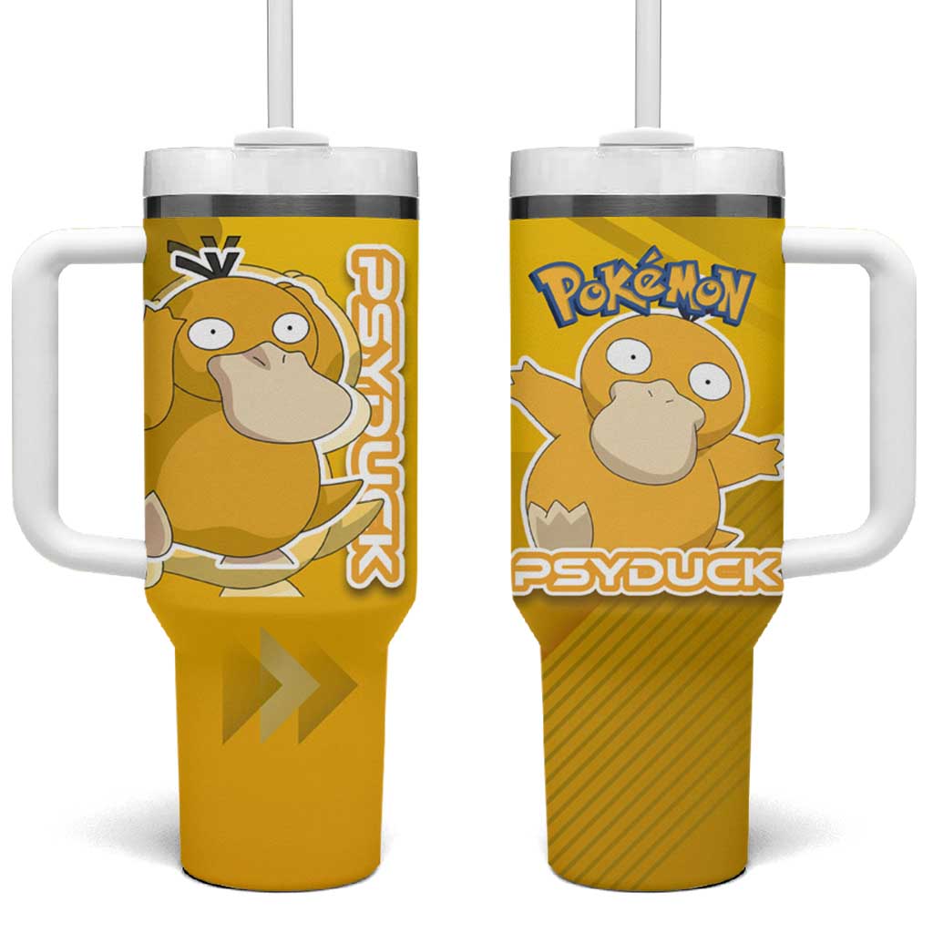 Psyduck Poké Tumbler With Handle Confused Yellow Cartoon Vector Style