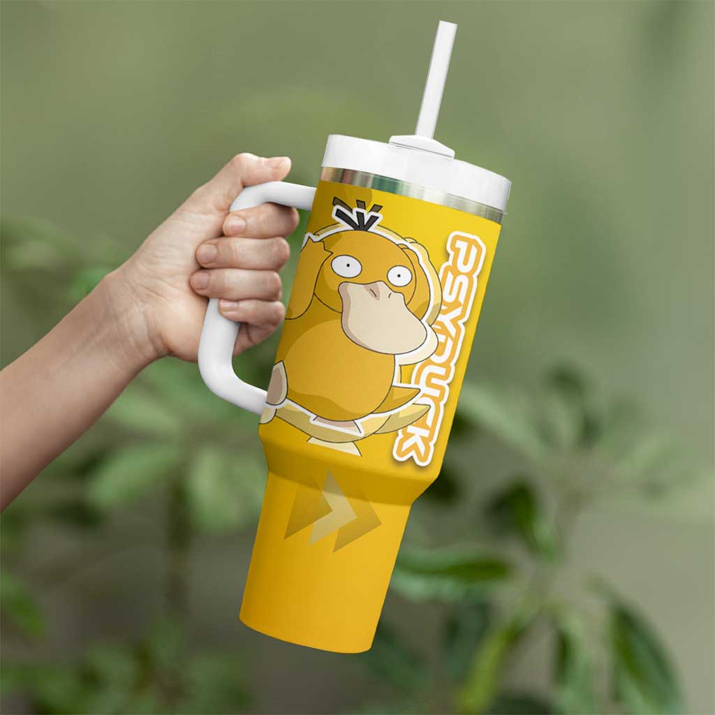 Psyduck Poké Tumbler With Handle Confused Yellow Cartoon Vector Style
