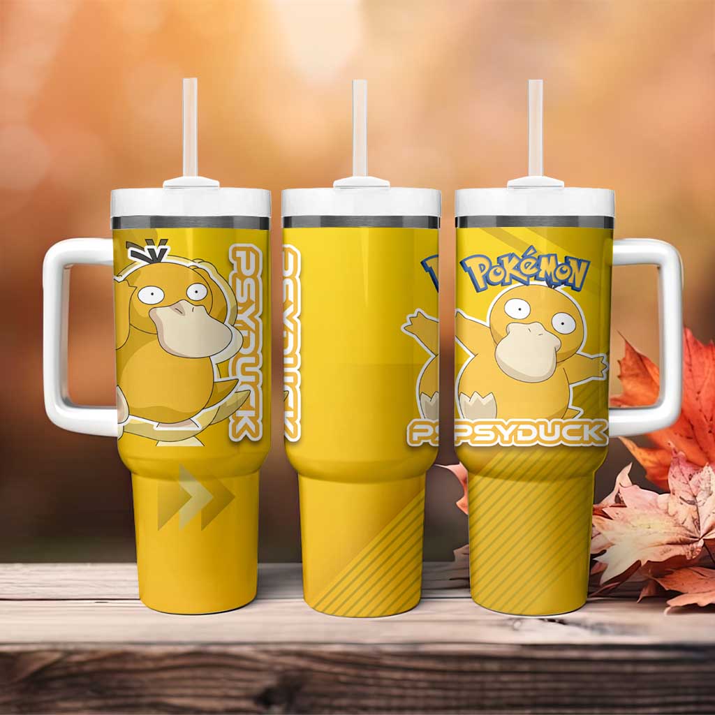 Psyduck Poké Tumbler With Handle Confused Yellow Cartoon Vector Style