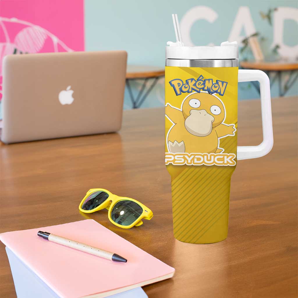 Psyduck Poké Tumbler With Handle Confused Yellow Cartoon Vector Style