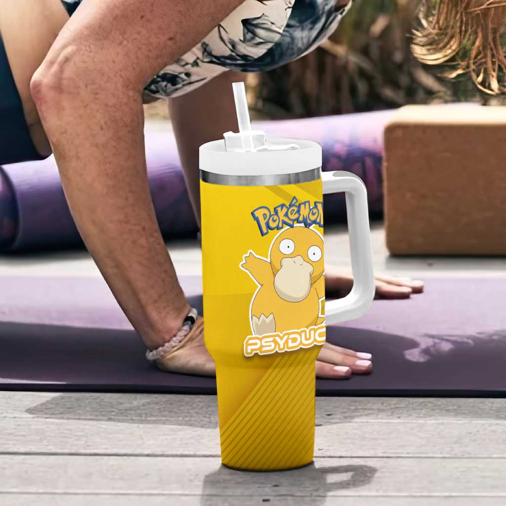 Psyduck Poké Tumbler With Handle Confused Yellow Cartoon Vector Style