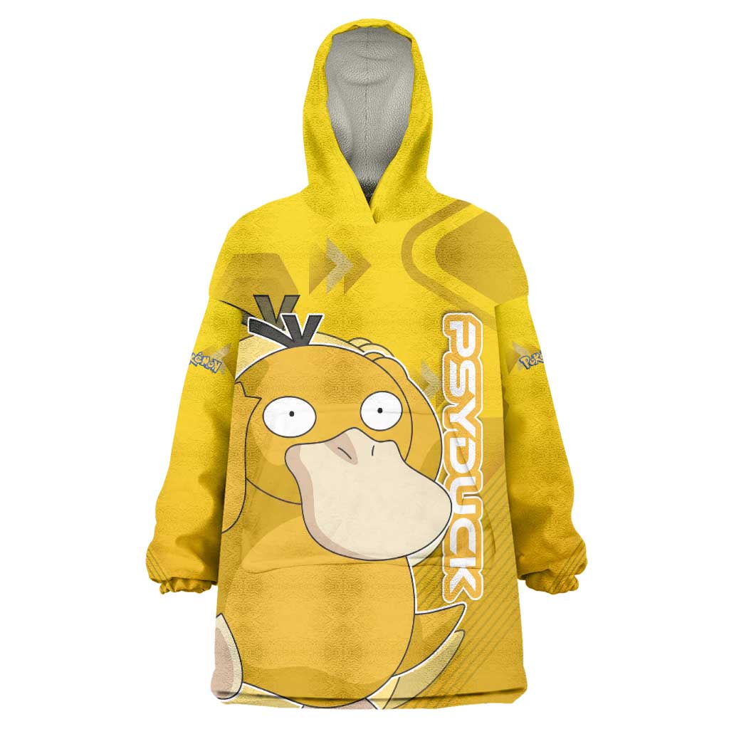 Psyduck Poké Wearable Blanket Hoodie Confused Yellow Cartoon Vector Style
