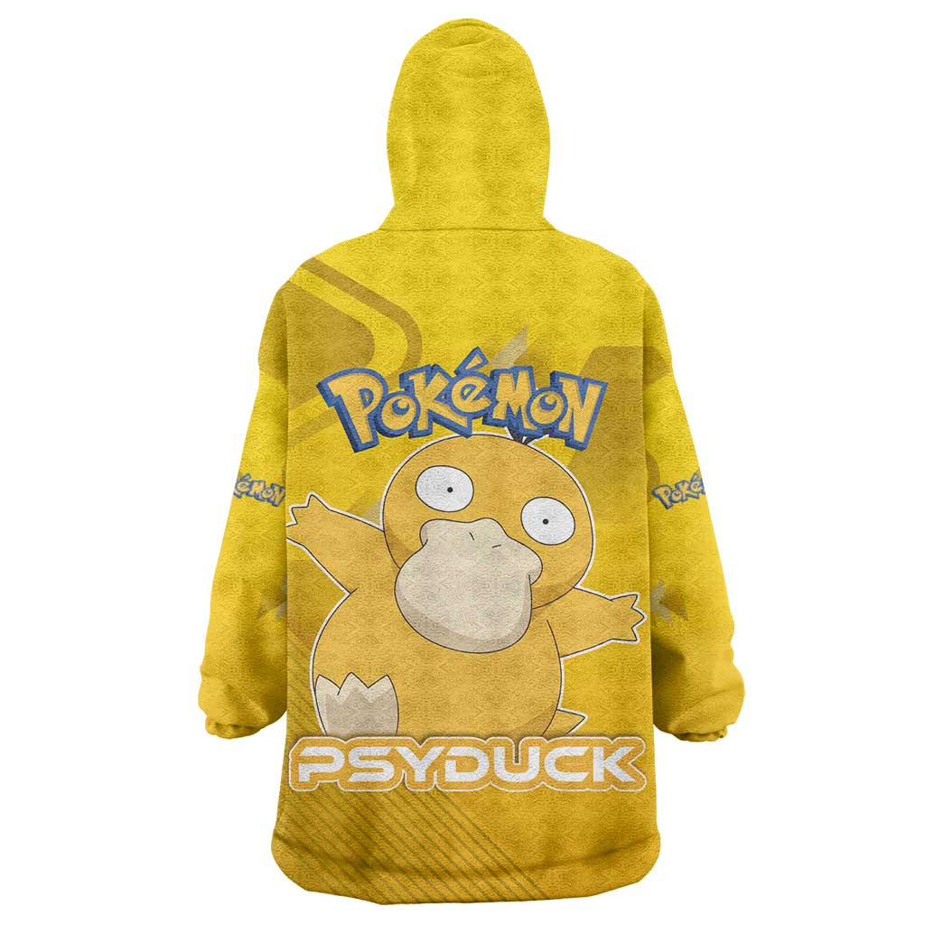 Psyduck Poké Wearable Blanket Hoodie Confused Yellow Cartoon Vector Style