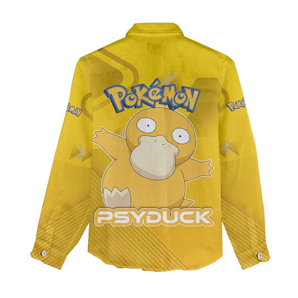 Psyduck Poké Women Casual Shirt Confused Yellow Cartoon Vector Style
