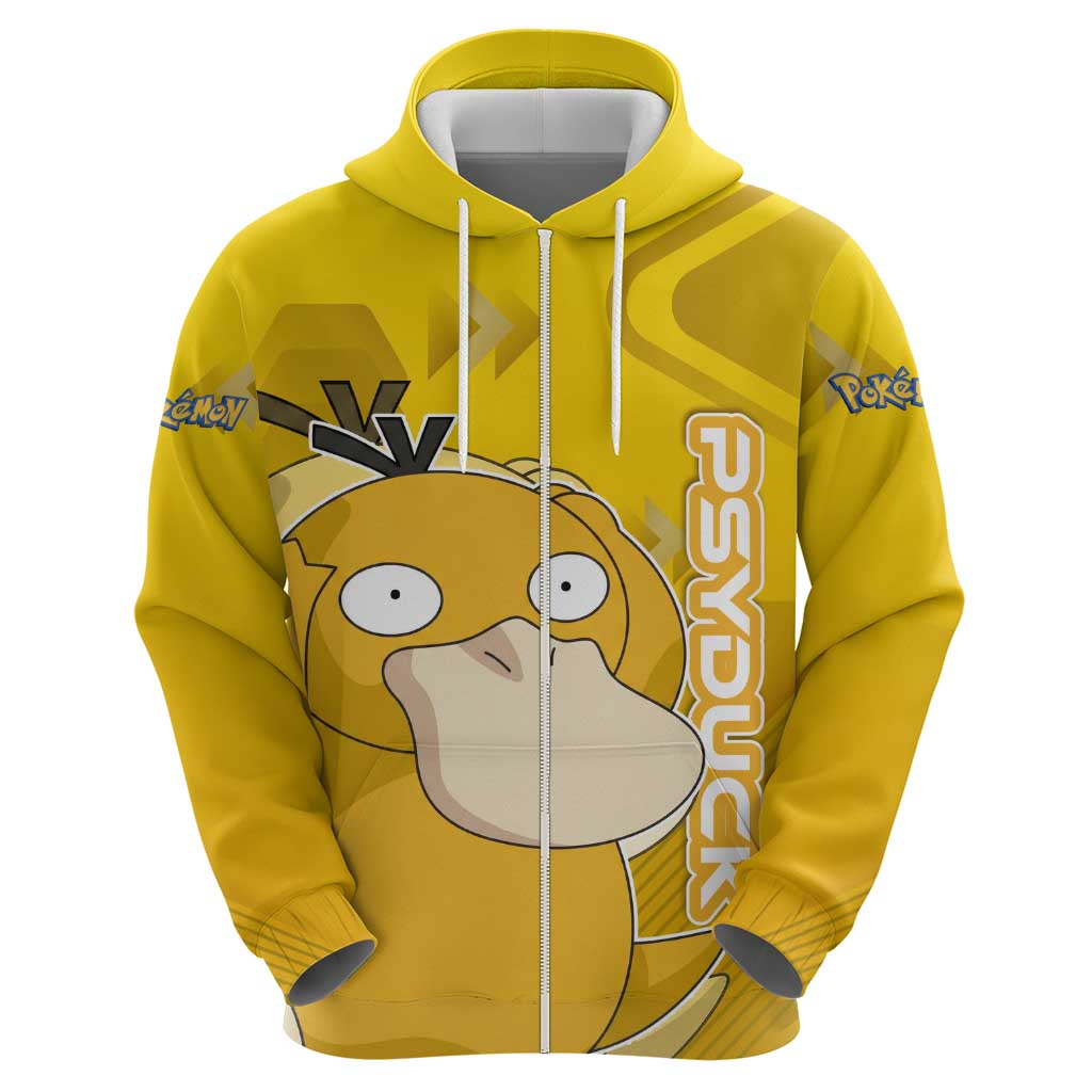 Psyduck Poké Zip Hoodie Confused Yellow Cartoon Vector Style