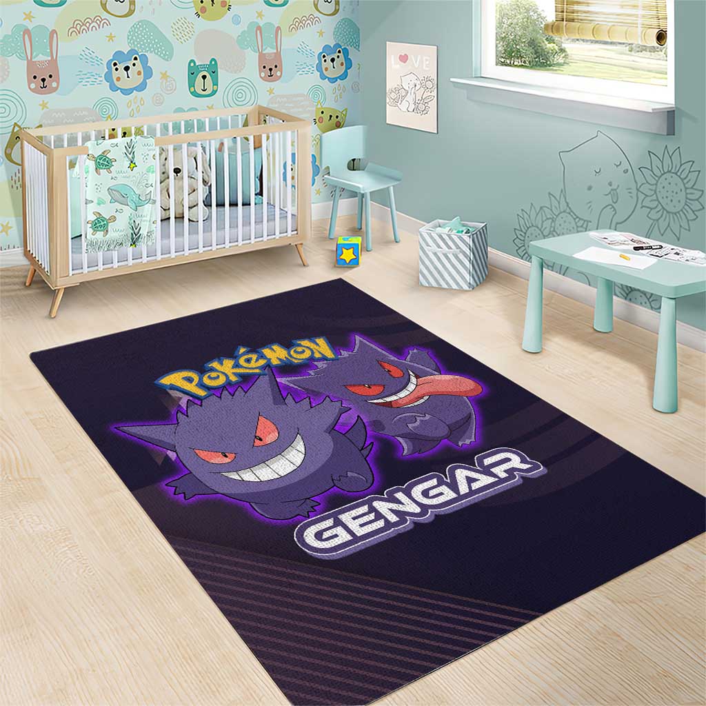 Gengar Poké Area Rug Neon Shadow Anime Glow Style